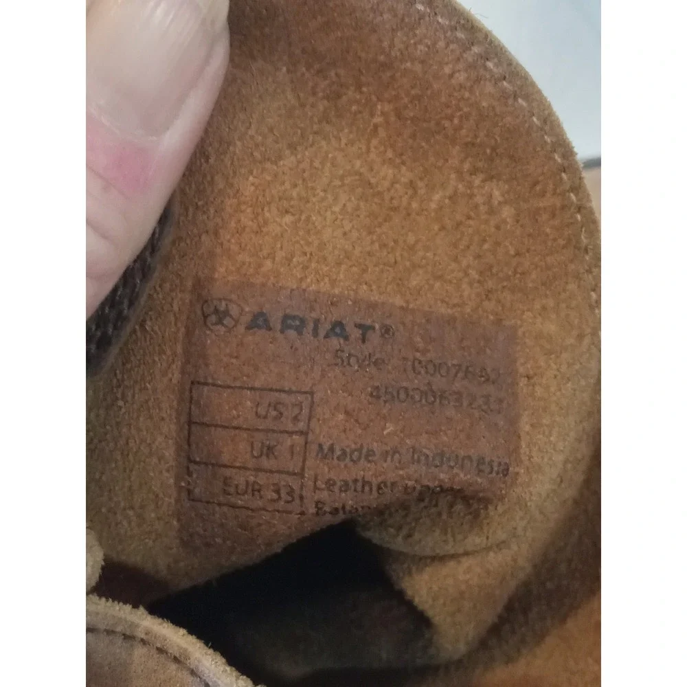 Ariat Youth Brown Leather Square Toe Roper Western Cowboy Boots 10007692 Size 2